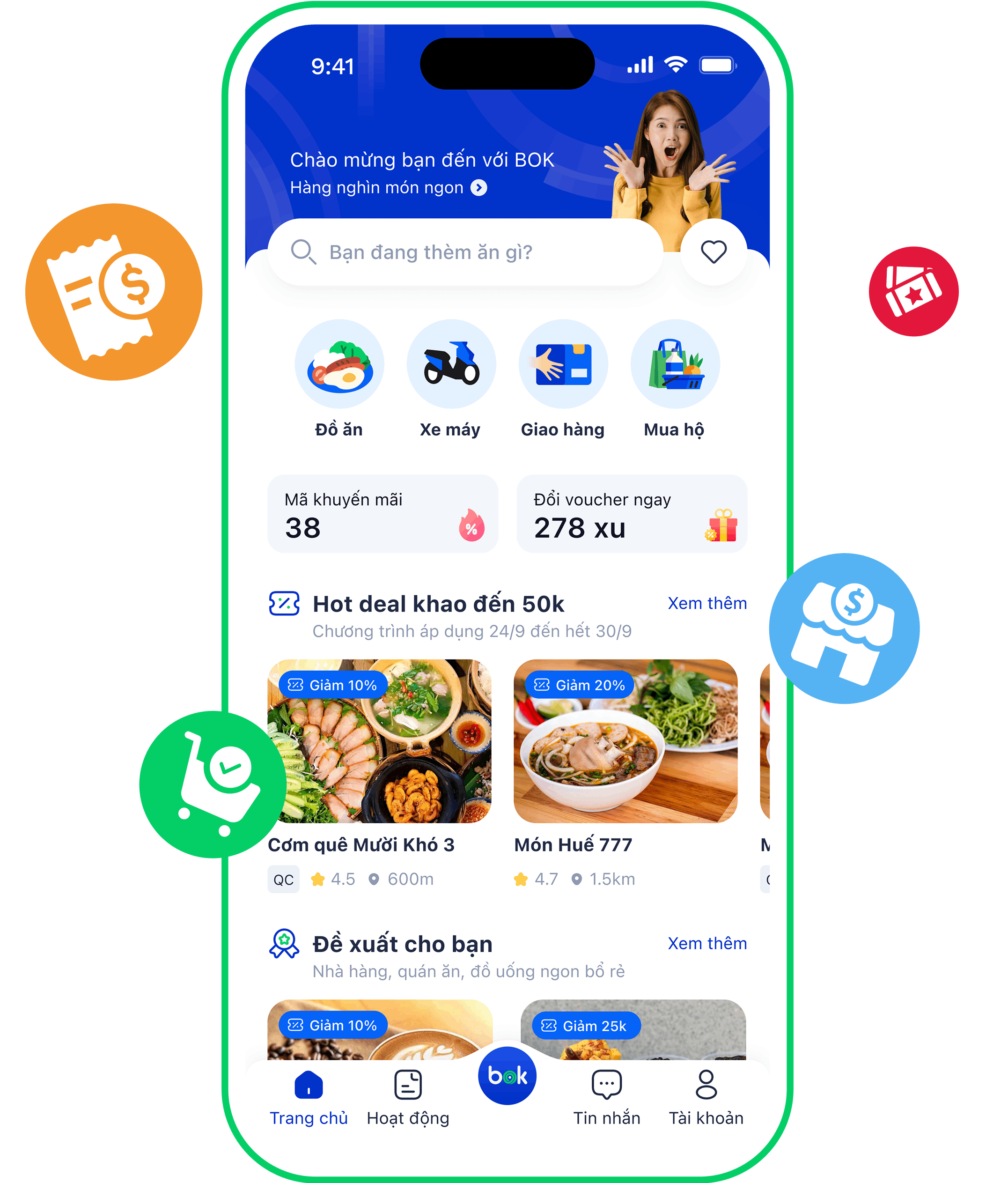 Giao diện ứng dụng BOK