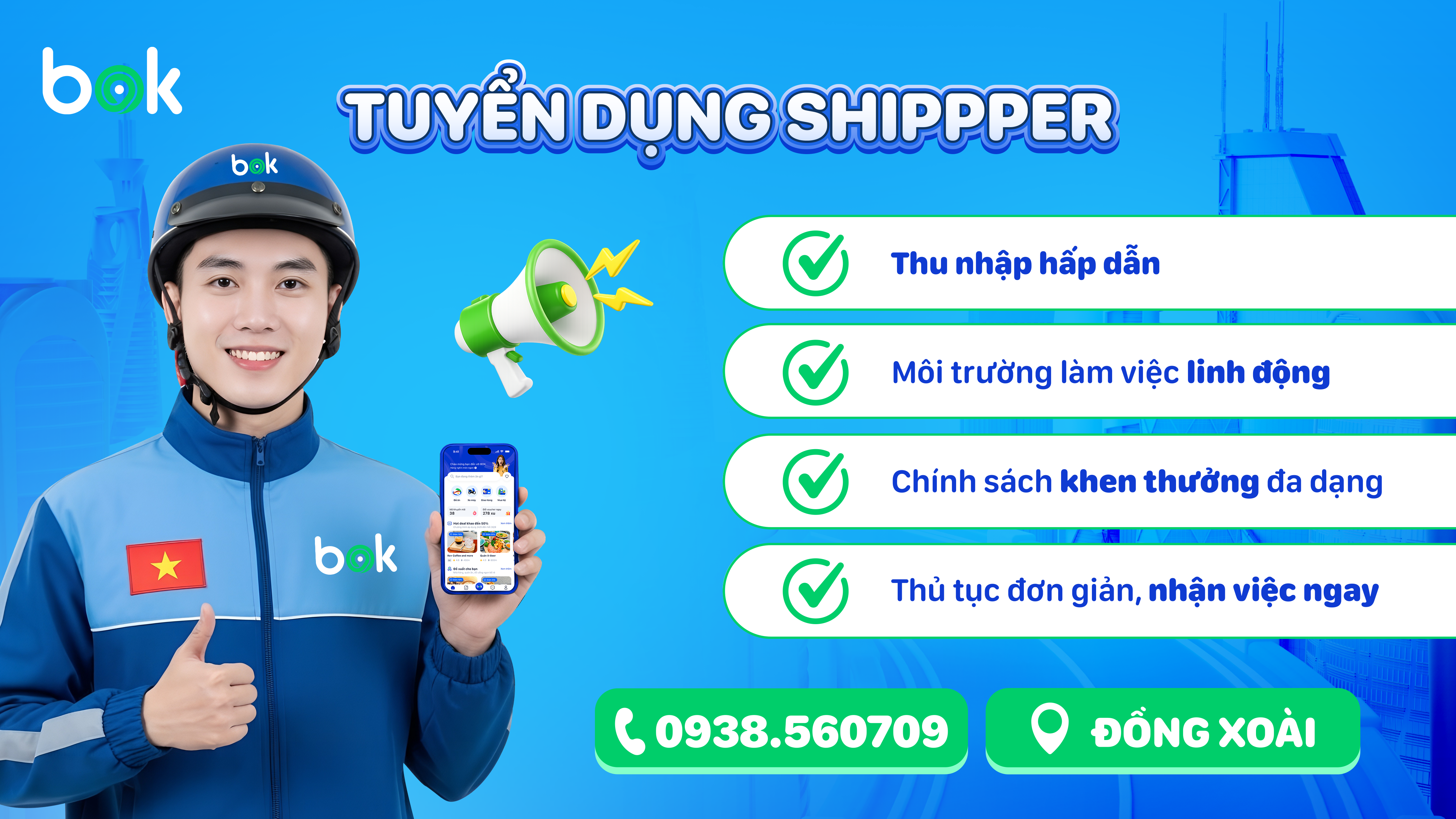 Tuyển dụng Shipper Đồng Xoài
